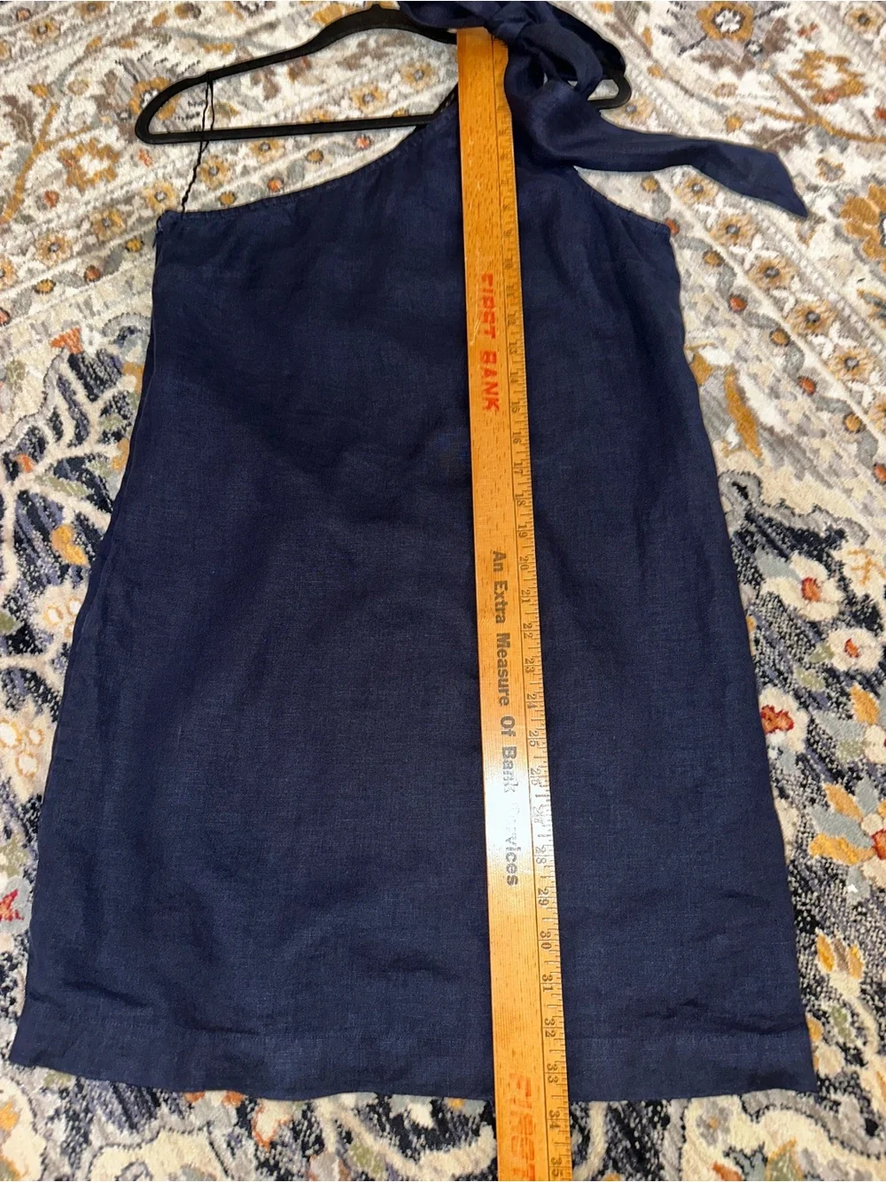 J.Crew 100% Linen One-Shoulder Tie Shift Mini Dress Navy Blue Size XS